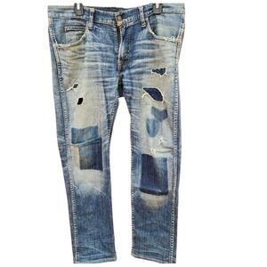 T.M.T. Japan Distressed Selvedge Style Jeans Men's XL 32 Fade Denim